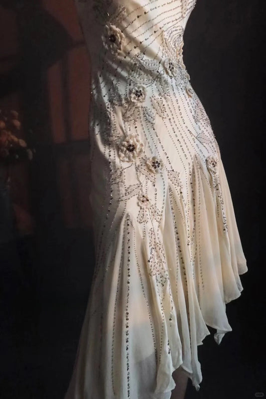 Vintage Spaghetti Strap Sheath Formal Dress Satin Beaded Birthday Dress Elegant Short Homecoming Dress ED03764