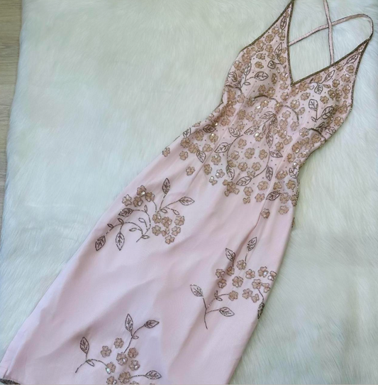 Vintage V-neck Sheath Short Formal Dress Elegant Silk Beaded Evening Dress Backless Homecoming Dress ED03784