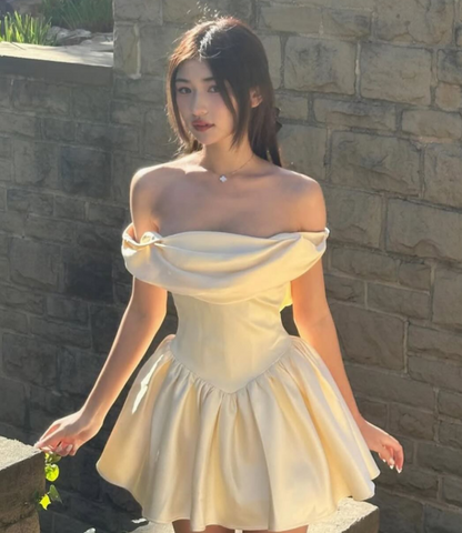 Cute Off-the-shoulder Ball Gown Short Formal Dress Sweet Birthday Outfits Homecoming Dress ED03832