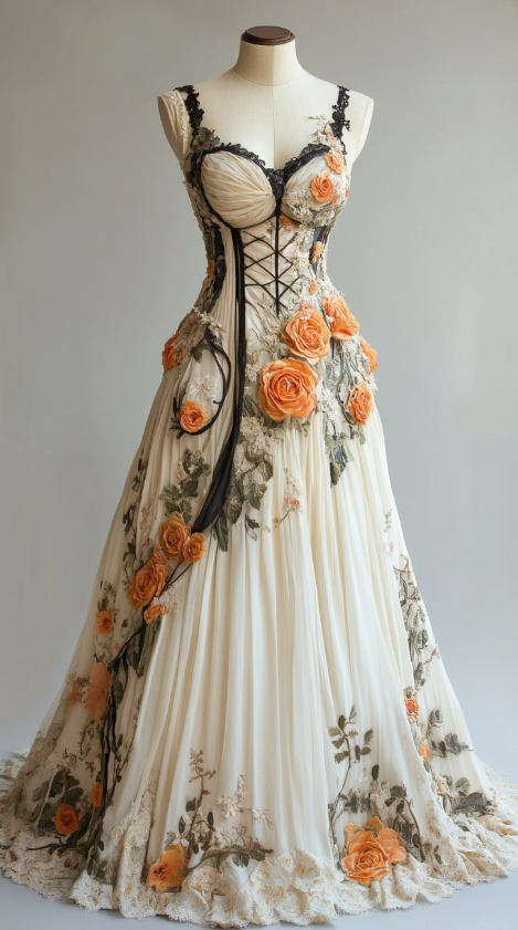 Gorgeous Spaghetti Straps Ball Gown Lace Applique Evening Dress Sweet Chiffon Prom Dress ED03845