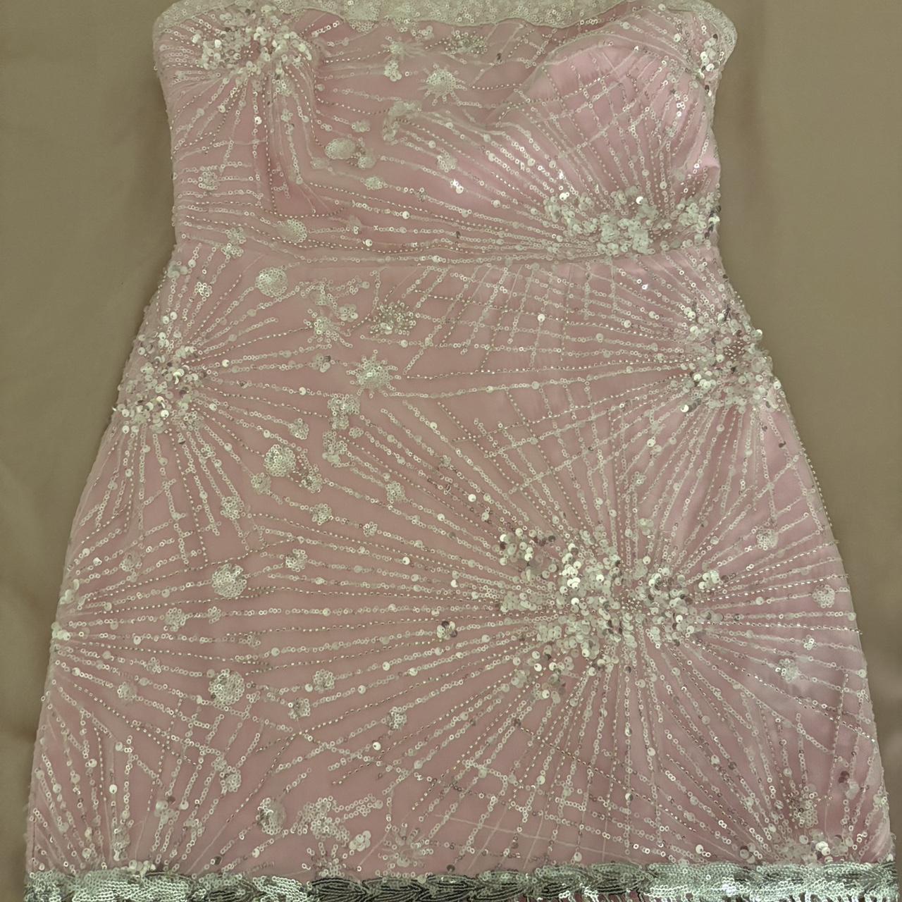 Sweet Strapless Bodycon Short Party Dress Pink Sparkly Sequin Hoco Dresses Cute Birthday Outfit Formal Dress  ED03855