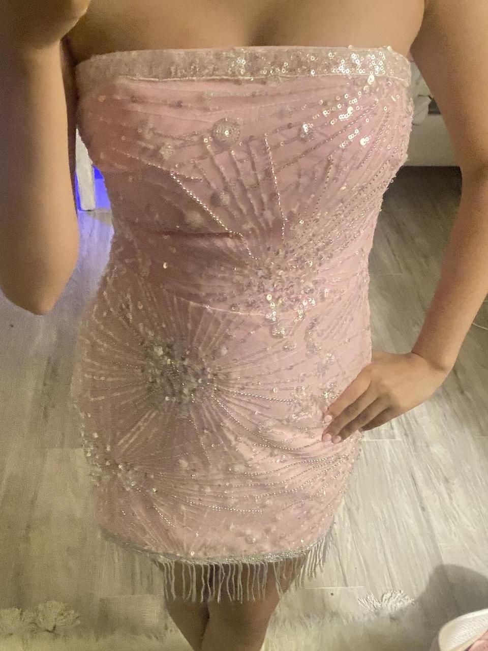 Sweet Strapless Bodycon Short Party Dress Pink Sparkly Sequin Hoco Dresses Cute Birthday Outfit Formal Dress  ED03855