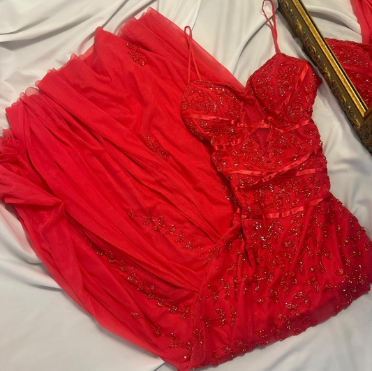 Vintage Red Mermaid Evening Gown Elegant Beaded Chiffon Long Prom Dresses Spaghetti Strap Formal Dress ED03856