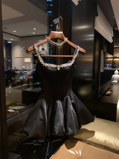 Stunning Straps Ball Gown Short Hoco Dresses Satin Rinestones Birthday Dress Cute Party Formal Dress  ED03907