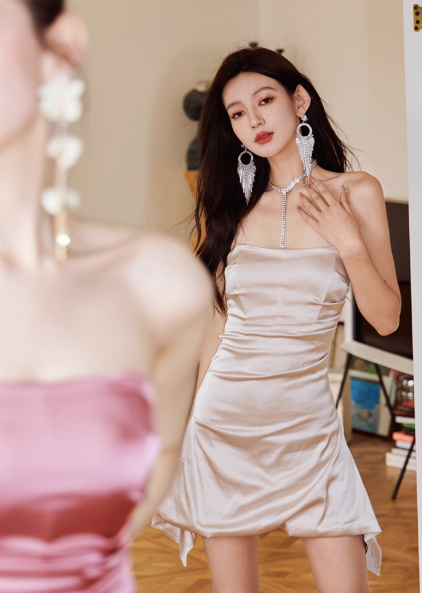 Fairy Strapless Sheath Formal Dresses Cute Satin Hoco Dresses Birthday Outfit Party Dress ED03920