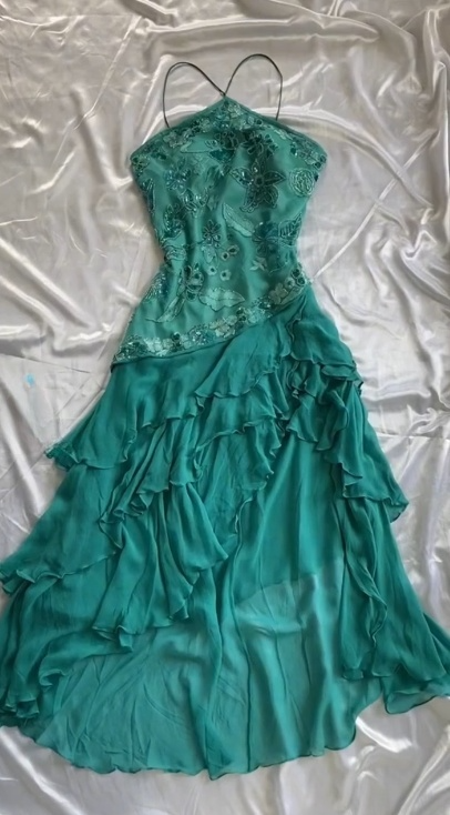 Vintage Light Jade Sheath Short Homecoming Dress Chiffon Beaded Formal Dress Halter Neck Birthday Dress ED03933