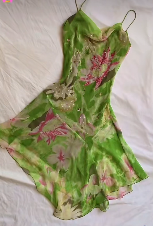 Vintage Green Sheath Short Homecoming Dress Floral Chiffon Formal Dress Straps Birthday Dresss ED03934