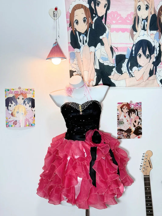 Vintage Black Pink Ball Gown Birthday Dress Sweetheart Neck Short Homecoming Dress Cute Tulle Formal Dress ED03946