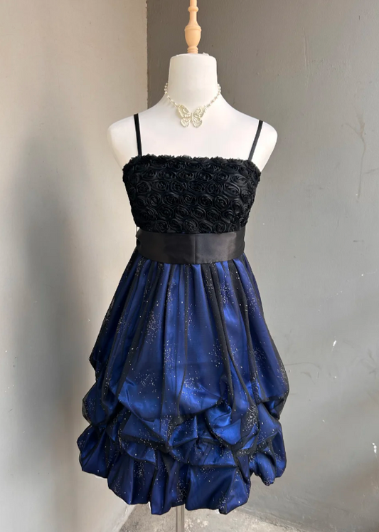 Vintage Spaghetti Strap Sheath Applique Short Prom Dresses, Black Homecoming Dresses ED04041