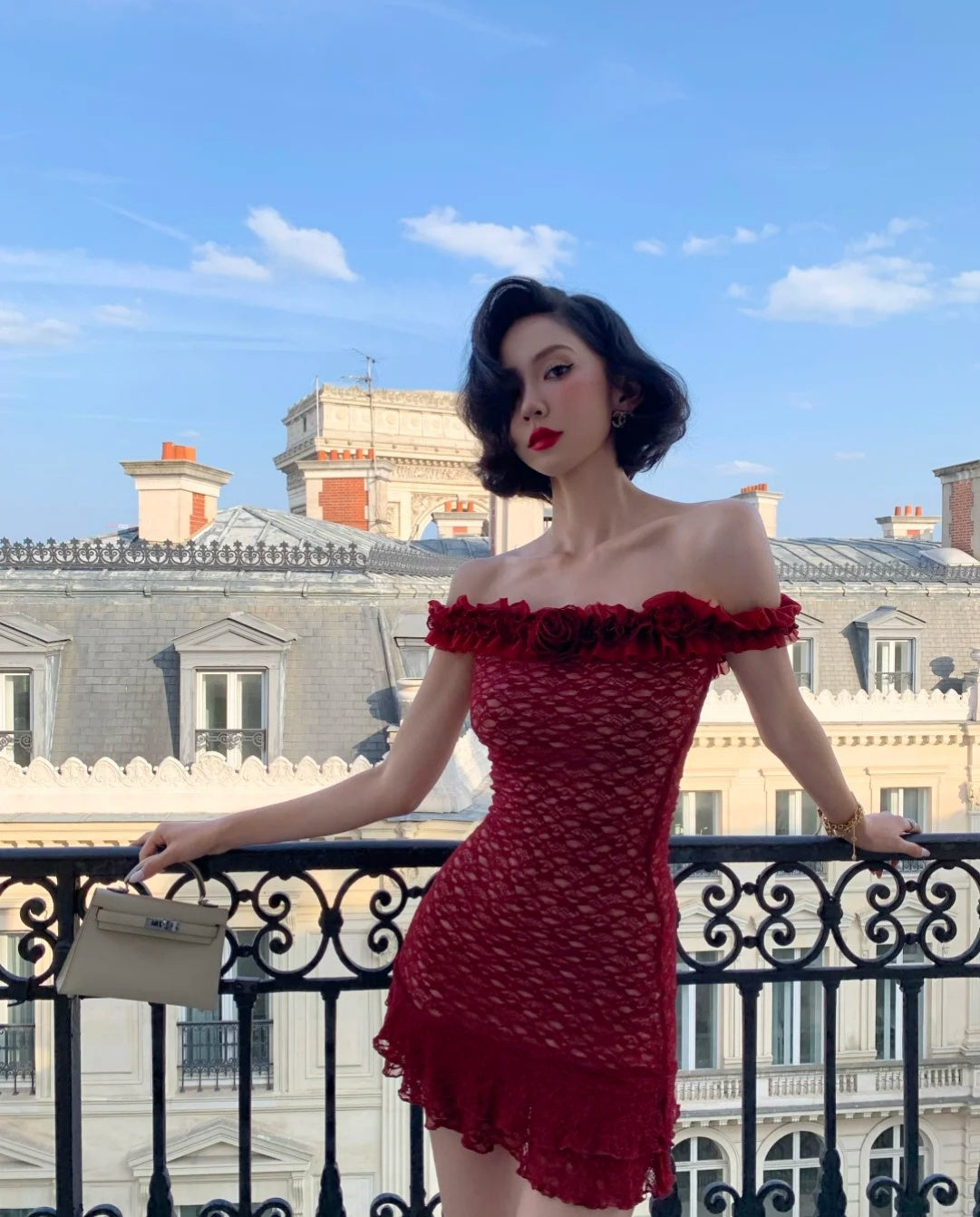 Sexy Bodycon Burgundy Birthday Dresses, Lace Homecoming Dresses, Off-the-shoulder Short Prom Dresses ED04176