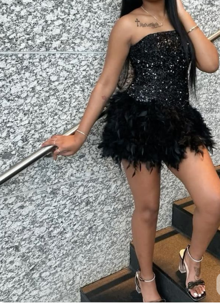 Sexy Strapless Bodycon Short Prom Dresses, Black Homecoming Dresses, Sequined Birthday Dresses ED04273