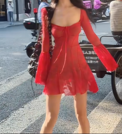 Chic Square Neck Sheath Chiffon Short Prom Dresses Black Homecoming Dresses Long Sleeve Birthday Dresses ED04291