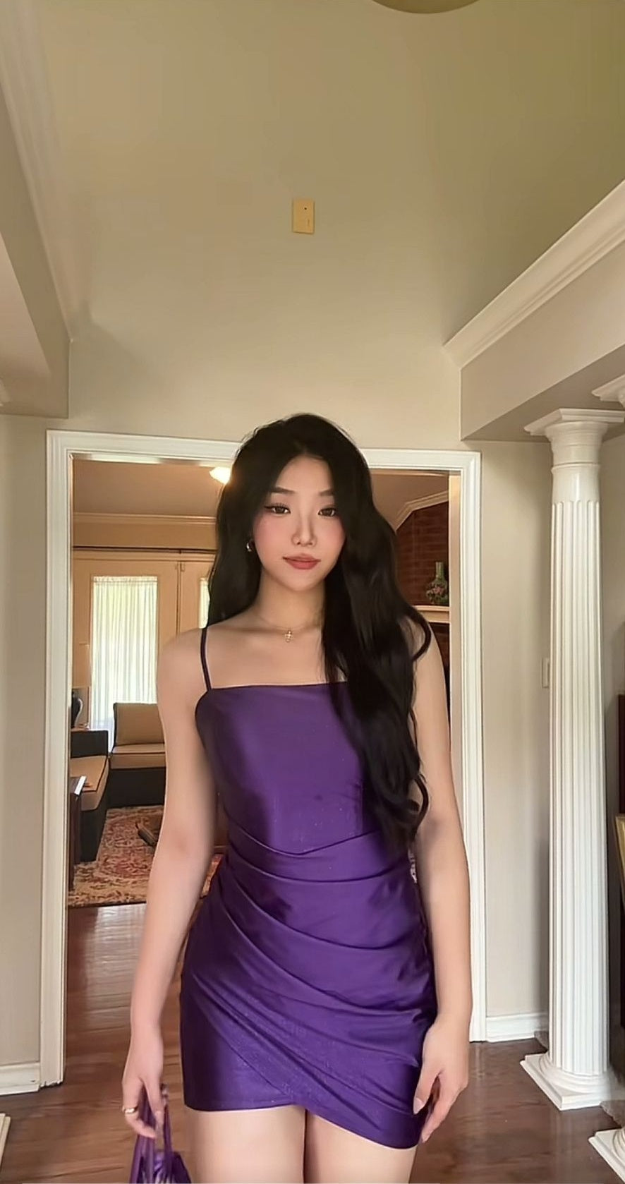 Fashion Tight Homecoming Dresses Satin Spaghetti Strap Short Prom Dresses Purple Birthday Dresses ED04537