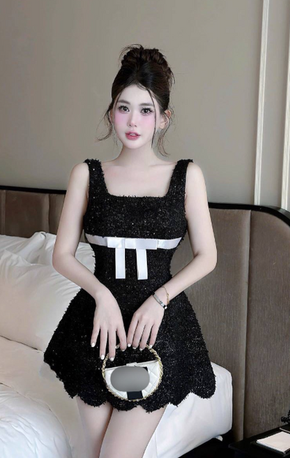 Sweet Square Neck A-Line Short Prom Dresses Black Birthday Dresses Sequin Homecoming Dresses ED04683