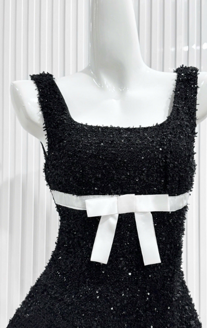Sweet Square Neck A-Line Short Prom Dresses Black Birthday Dresses Sequin Homecoming Dresses ED04683