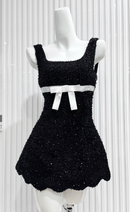 Sweet Square Neck A-Line Short Prom Dresses Black Birthday Dresses Sequin Homecoming Dresses ED04683