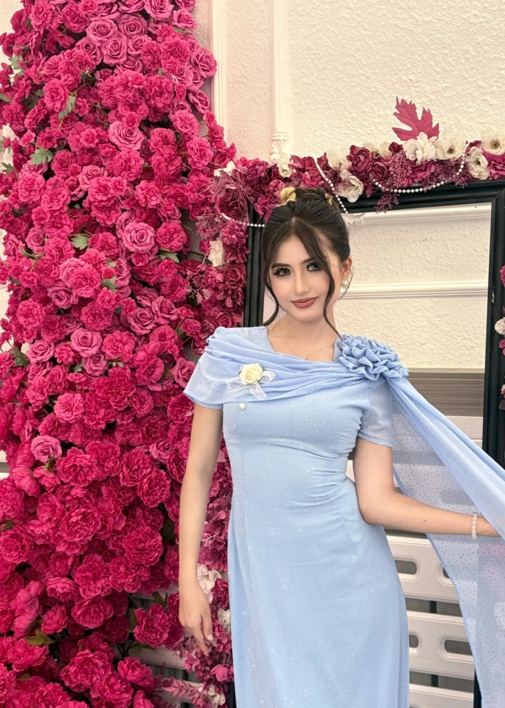 Elegant Sheath Blue Bridesmaid Dresses Chiffon Jewel Evening Dresses ED05478