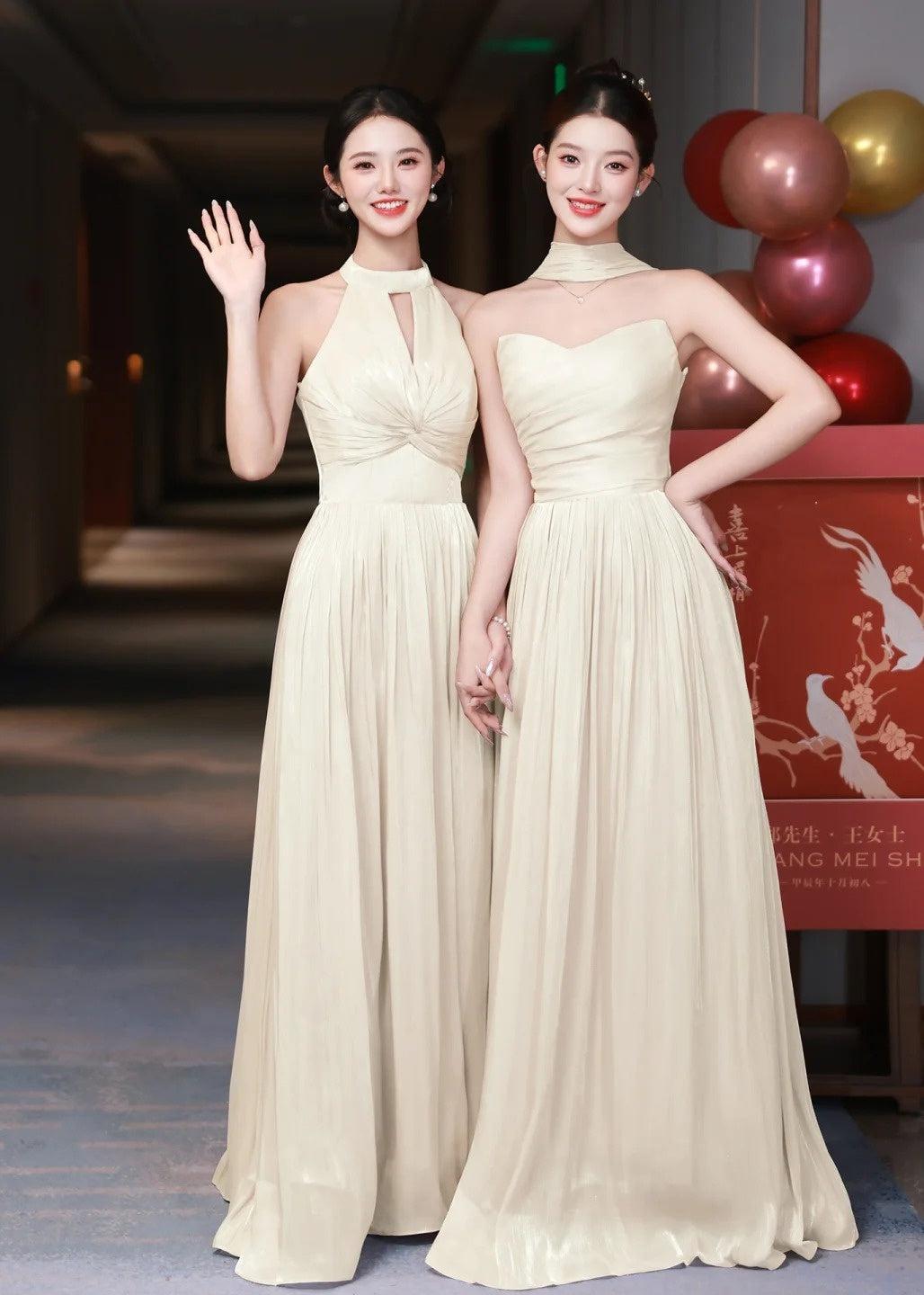 Elegant Sheath Light Champagne Bridesmaid Dresses Satin  Evening Dresses ED05480