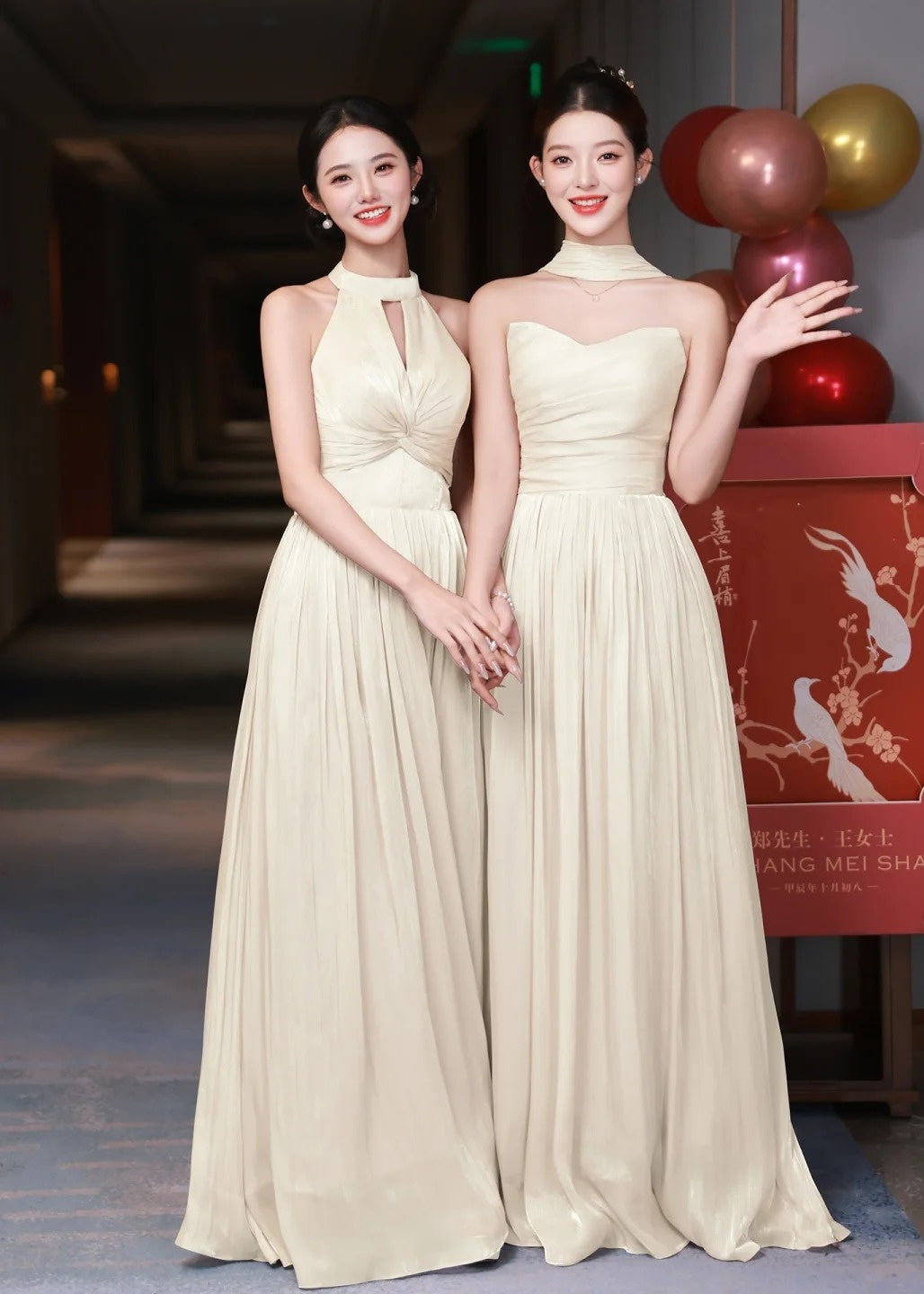 Elegant Sheath Light Champagne Bridesmaid Dresses Satin  Evening Dresses ED05480