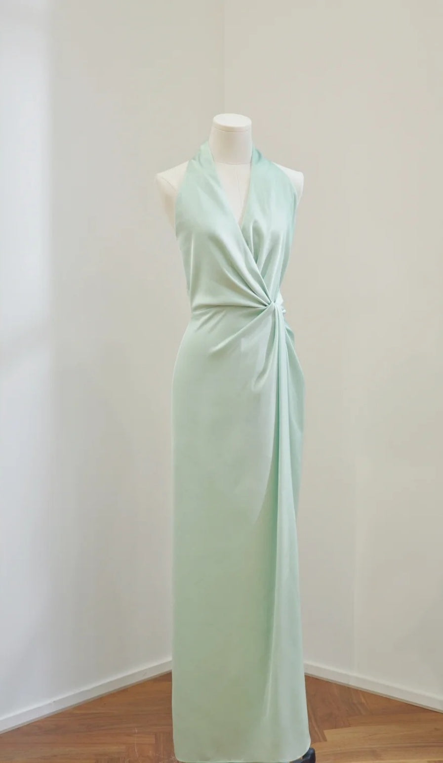Elegant Off-the-shoulder Sheath Satin Formal Dresses, Mint Green Bridesmaid Dresses EW051