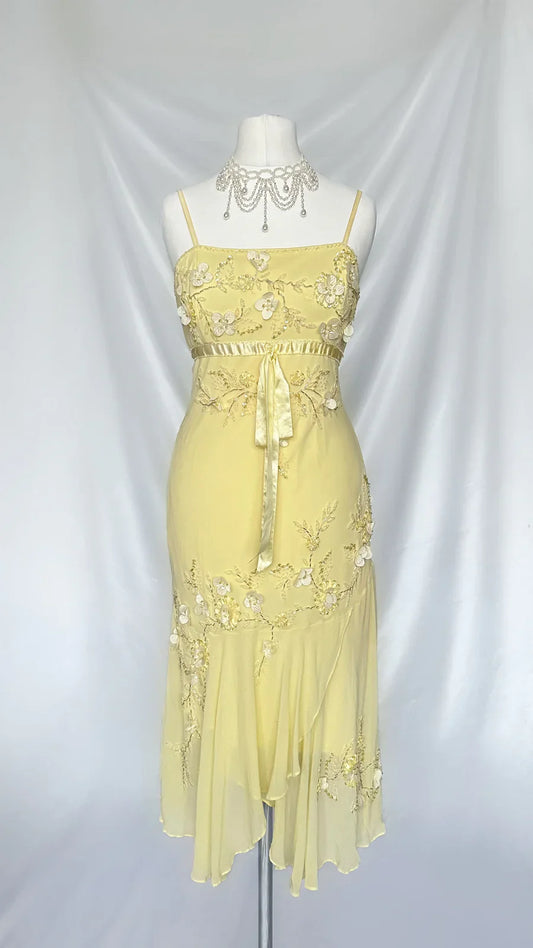 Yellow Beaded Short Homecoming Dress Cute Elegant Chiffon Birthday Dress gh4445