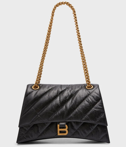 BALENCIAGA Crush Medium Chain Bag Quilted 12,2 x 7,8 x 2,7 in