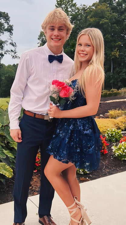 Fuchsia Off The Shoulder Lace Homecoming Dresses, Ruffle Party Gown, AST1040