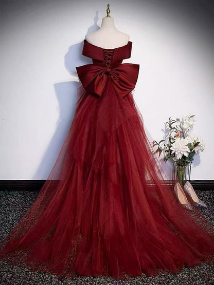 Mermaid Burgundy Long Prom Dresses, Wine Red Mermaid Long Formal Graduation Dresses GG002
