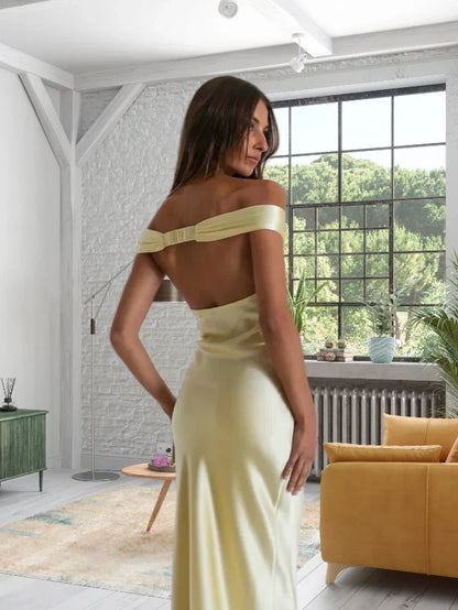 Yellow/blue fashionable simple mermaid strapless long satin Ball gown, prom dress, evening dress, party dress gh3495