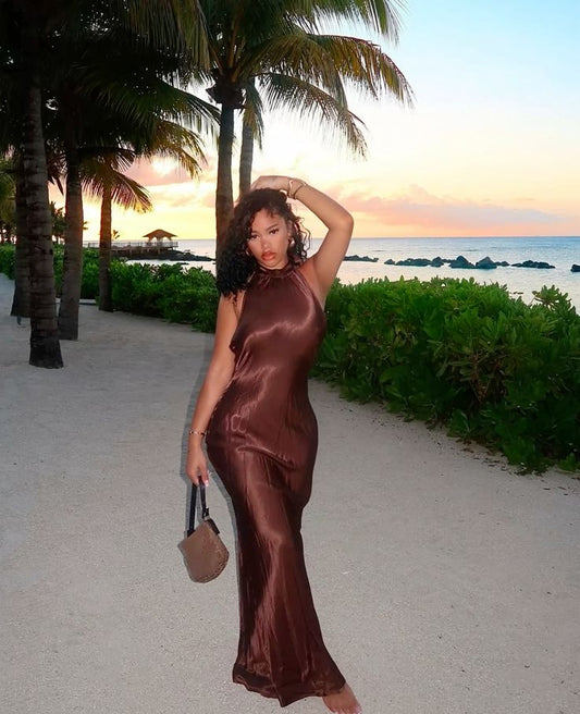 Chic Mermaid Halter Silk Long Prom Dress,Party Dress,Evening Dress GG1245