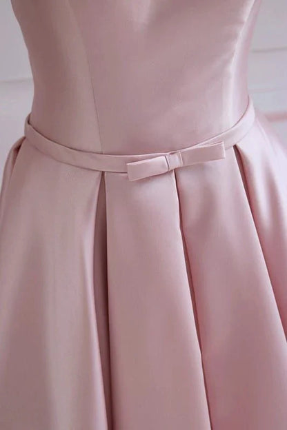 Simple A Line Off The Shoulder Pink Sain Long Prom Dress, Bridesmaid Dress,Evening Dress GG1347