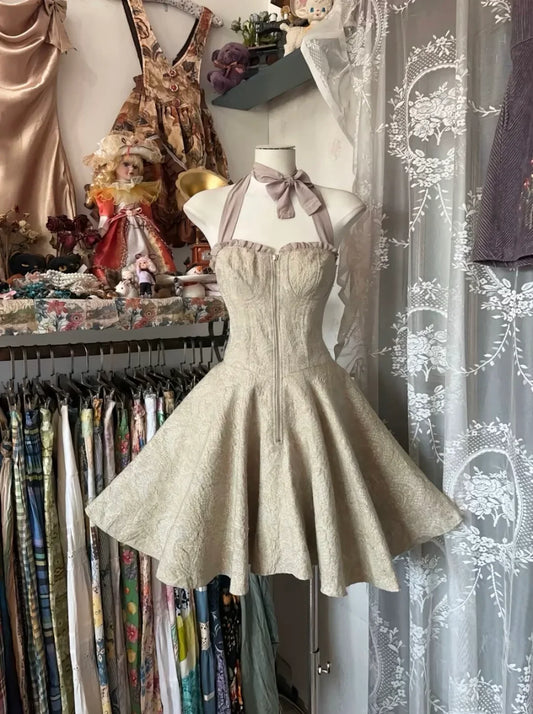 Pretty A Line Halter Satin Short Prom Dress,Homecoming Dress,Evening Dress GG1878