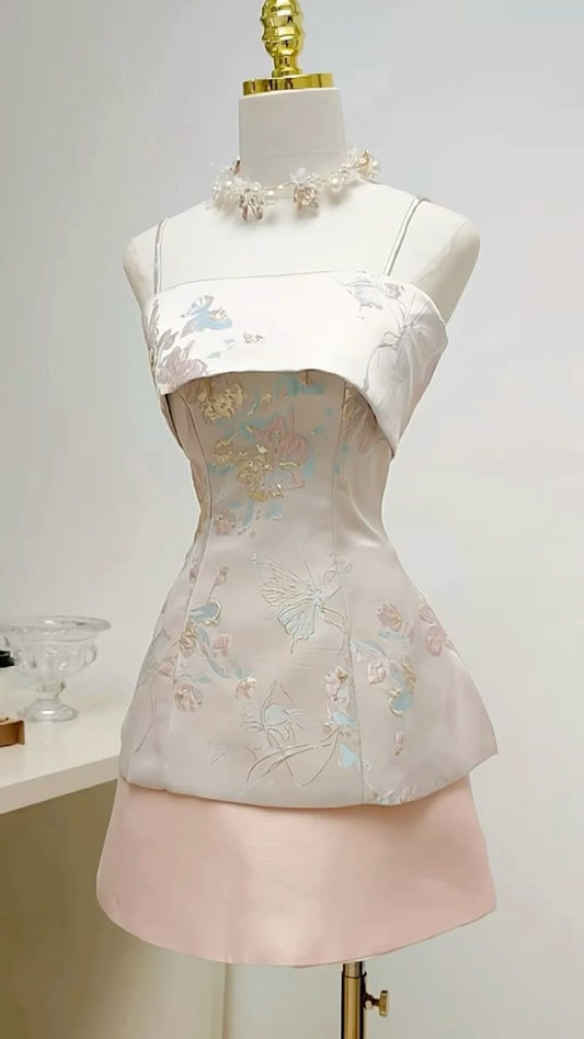 Glamorous Mermaid Spaghetti Straps Printing Short Prom Dress,Homecoming Dress,Evening Dress GG2045