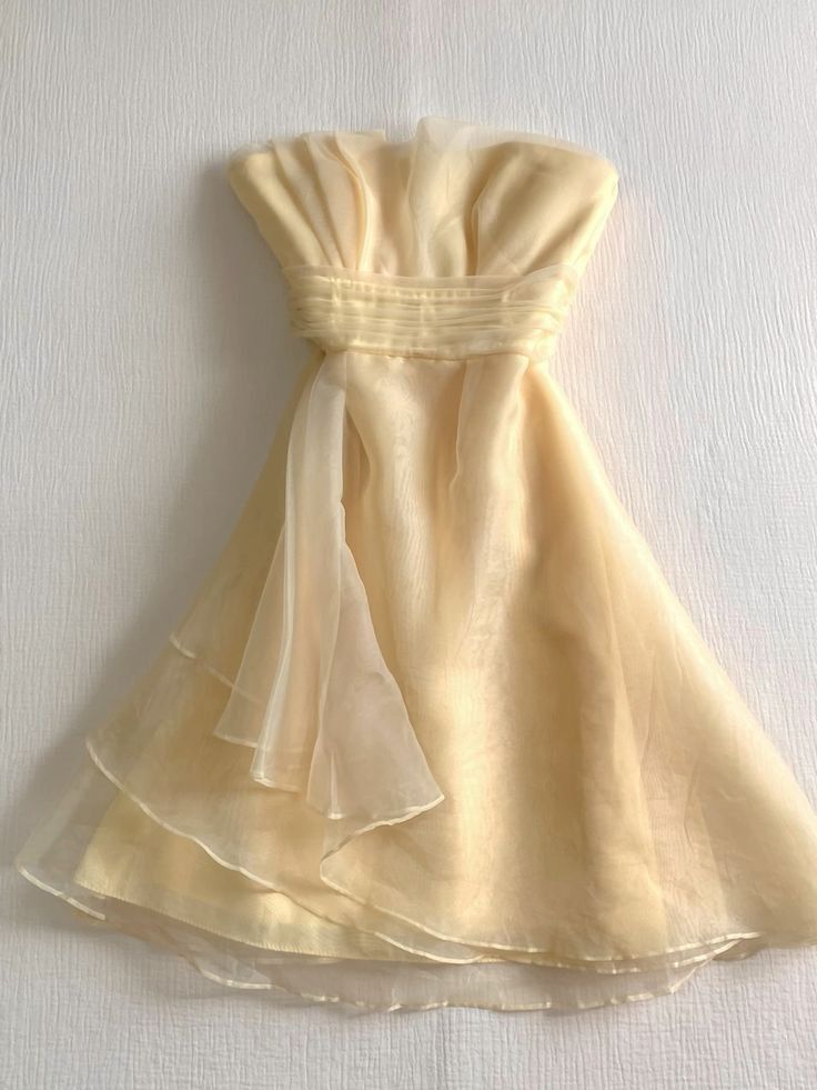 Cute A Line Strapless Pastel Yellow Chiffon Short Prom Dress,Homecoming Dress,Birthday Dress GG2434