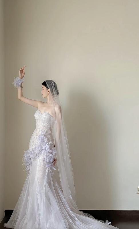 Unique Mermaid Straoless Satin Tulle Applique Long Prom Dress, Party Dress, Evening Dress GG2823