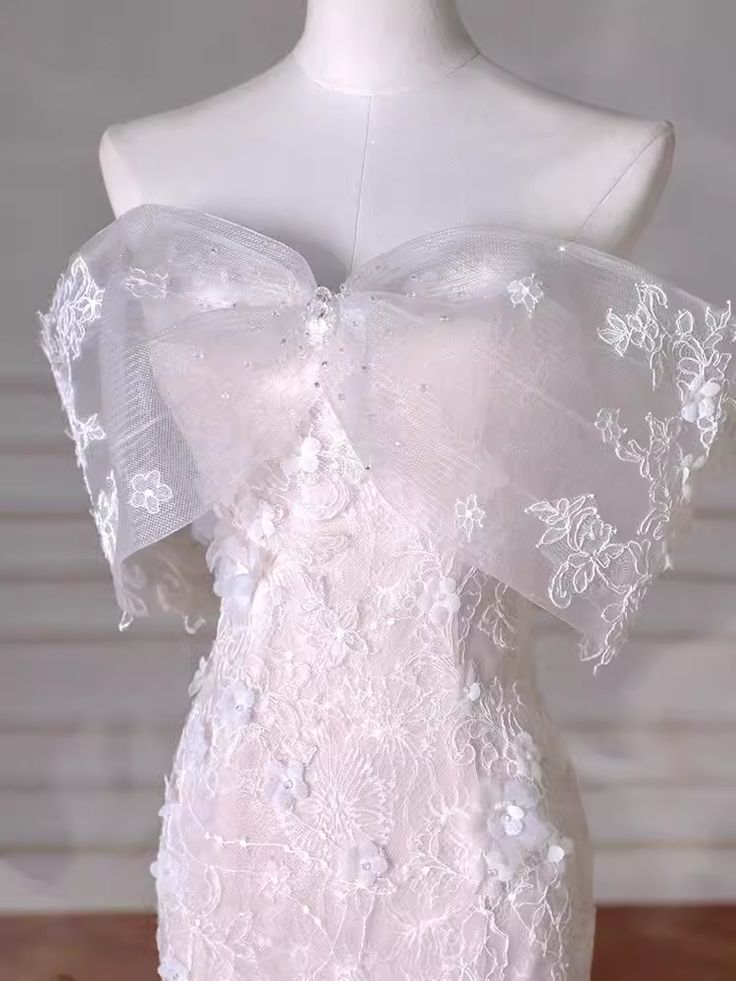 Dreamy Mermaid Off The Shoulder Tulle Lace Wedding Dress GG2937