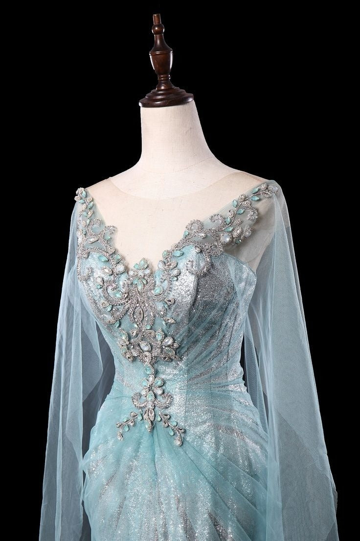 Vintage Mermaid Tulle Beaded Back Lace up Long Wedding Dress GG2940