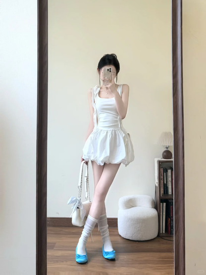 Sweet A Line Square White Satin Short Prom Dress,Homecoming Dress,18th Birthday Dress GG3602