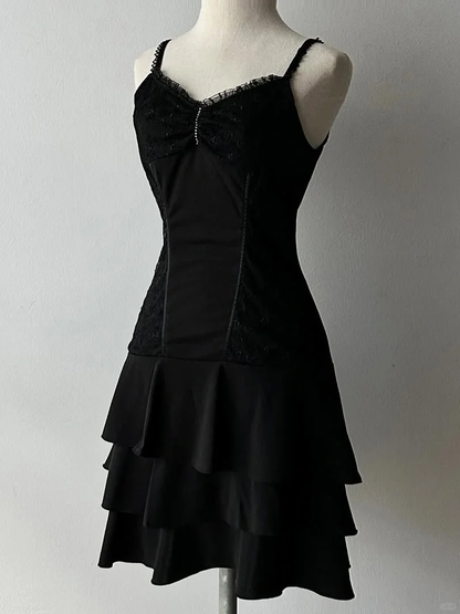 Pretty Black A Line Spaghetti Straps Satin Lace Short Prom Dress,Homecoming Dress,16th Birthday Dress GG3621