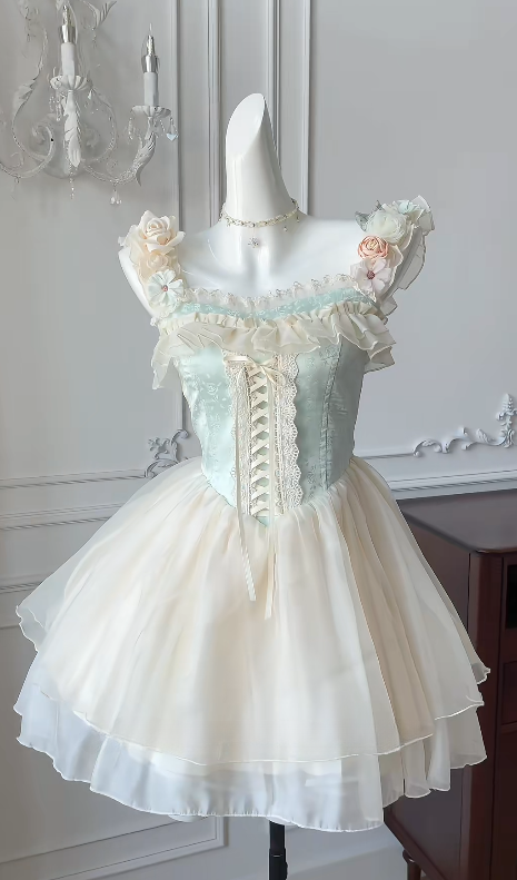 Pretty A Line Square Satin Chiffon Applique Short Homecoming Dress,Summer 18th Birthday Dress GG3725