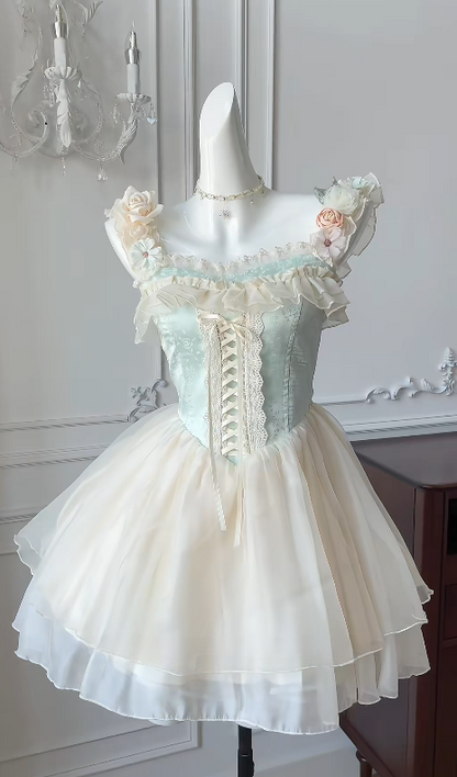 Pretty A Line Square Satin Chiffon Applique Short Homecoming Dress,Summer 18th Birthday Dress GG3725