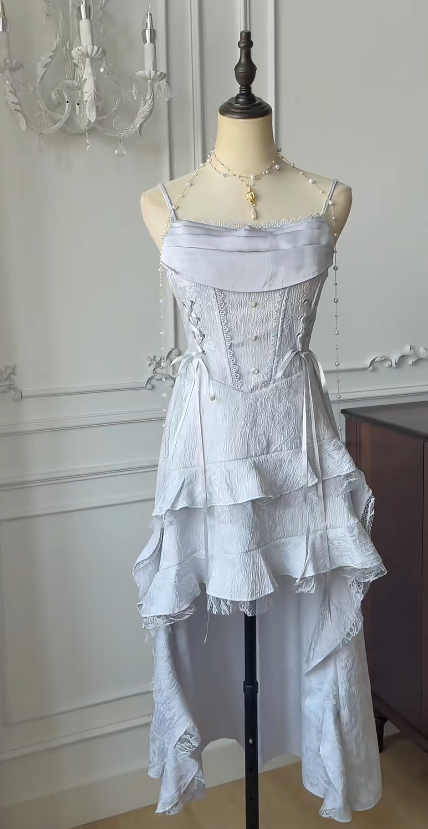 Chic A Line Spaghetti Straps Satin High-Low Short Homecoming Dress,Summer 19th Birthday Dress GG3733