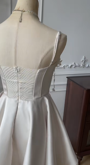 Pretty 16th A Line Spaghetti Straps Satin Applique Short Homecoming Dress,Summer Birthday Dress GG3737