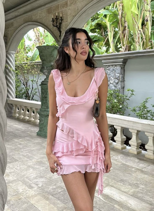 Cute Mermaid Pink U Neck Satin Two Piece Short Homecoming Dress,Summer 19th Birthday Dress GG3760