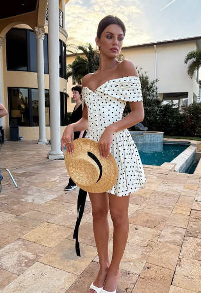 Sweet 20th A Line Off The Shoulder Satin Polka Dots Short Homecoming Dress,Summer Birthday Dress GG3789