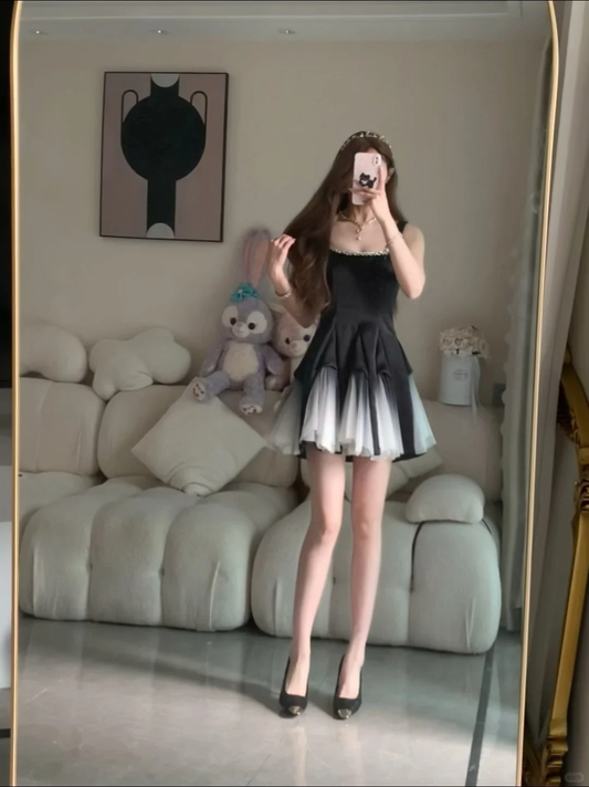 Classy A Line Spaghetti Straps Satin Tulle Beads Short Homecoming Dress,Summer 18th Birthday Dress GG3898