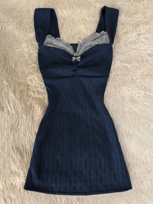 Navy A Line Sweetheart Satin Lace Short Homecoming Dress,Summer 19th Birthday Dress GG4066