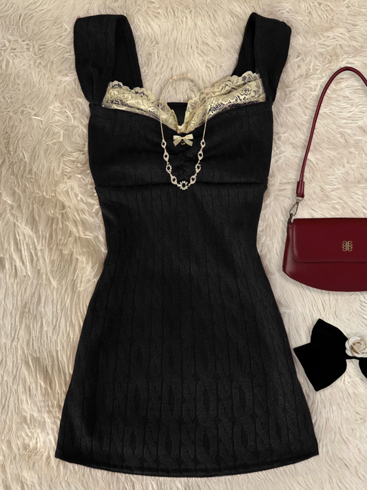 Black A Line Sweetheart Satin Lace Short Homecoming Dress,Summer 19th Birthday Dress GG4069