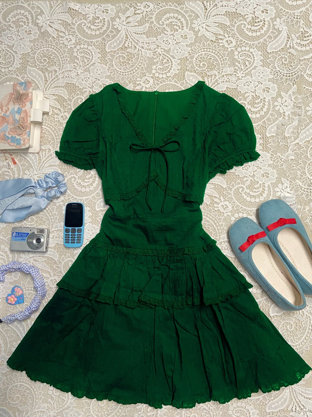 Unique Dark Green A Line V Neck Satin Short Sleeves Short Homecoming Dress,Summer 18th Birthday Dress GG4076