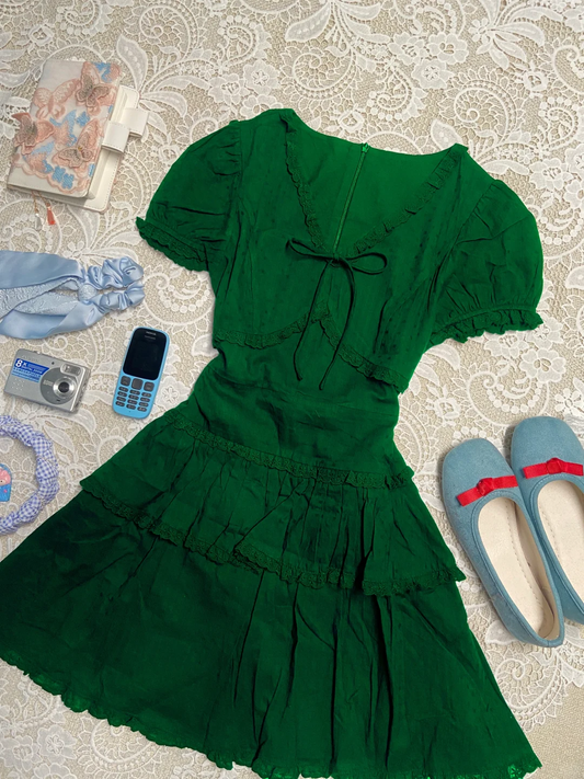 Unique Dark Green A Line V Neck Satin Short Sleeves Short Homecoming Dress,Summer 18th Birthday Dress GG4076